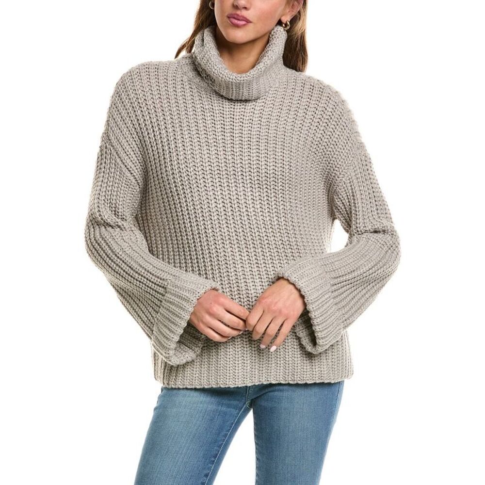 525 America Womens  Vida Turtleneck Shaker Pullover, Grey